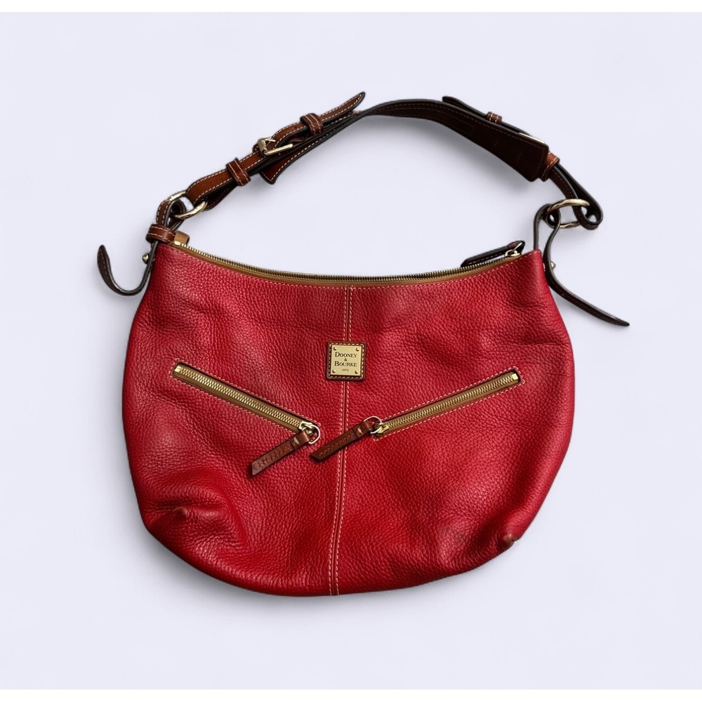 Dooney & Bourke Red Pebbled Leather Hobo Bag –‎ All Weather Leather